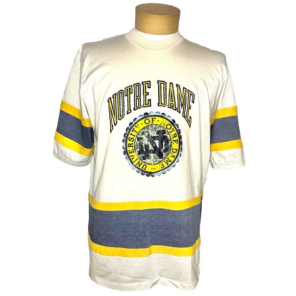 Vintage 80s Notre Dame Fighting Irish Rugby Style Shirt Nutmeg Mills - Picture 1 of 5